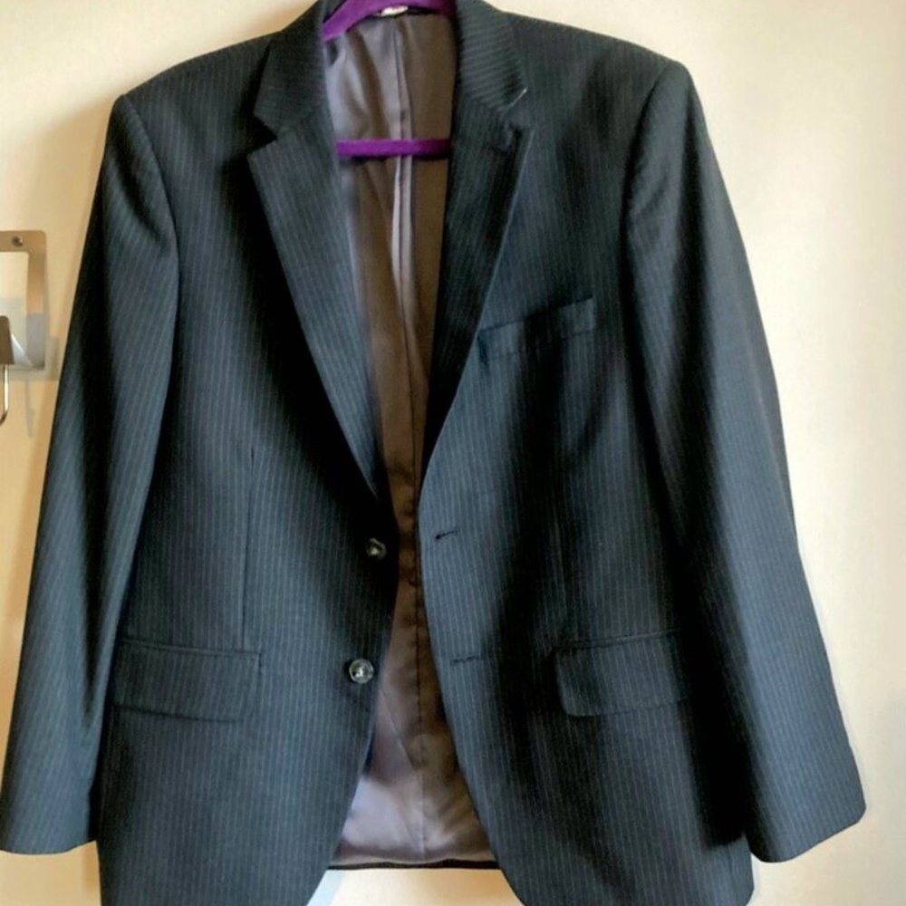 Haggar Mens Suit JACKET 40 S Gray Black Stripe Classic Collection SIZE 40S